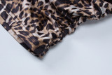 Leopard Print Single Shoulder Two Piece Skirt Set BLG-S3B14925A