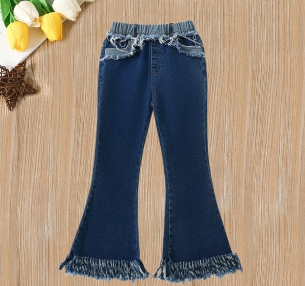 Kids Girl Raw-edge Flared Jeans YKTZ-3019