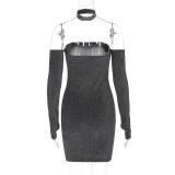 Long Sleeve Tube Tops Mini Dress BLG-D3B15005K
