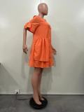 Solid Color Flare Sleeve Midi Dress OD-8584