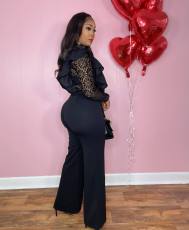 See Through Lace Wide Leg Jumpsuit NY-10682