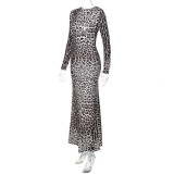 Fashion Printed Backless Lace-Up Long Dress BLG-D3B14800A