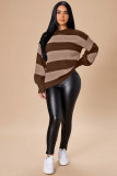 Striped Color Block Round Neck Long Sleeve Sweater Top CL-6190