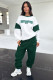 Letter Print Color Block Sweatshirt Two Piece Set SSNF-211405