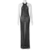 Sexy Backless Split See-Through Maxi Dress BLG-D3C15193K