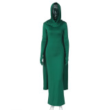 Solid Color Slim Fit Hooded Split Dress BLG-D3A14662A