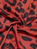 Leopard Print Long Sleeve V Neck Mini Dress HNIF-154