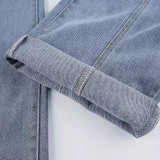 Pentagonal Contrast Color Straight Jeans  GQLF-6002