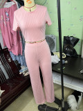 Short Sleeve Pullover And Wide Leg Pants 2 Piece Set GYZY-8855