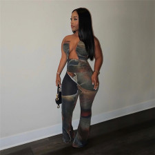Sexy Tube Top Backless Print Jumpsuit DLSF-K23Q36954