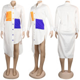 Color Block Long Shirt Dress HNIF-Z011