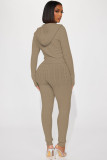 Fashion Zipper Hooded Sweater Two Piece Pants Set YD-010