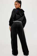 Fashion Rib Splicing Hoodies Two Piece Pants Set YD-8798