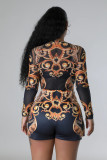 Mesh See Through Print Bodysuit 2 Piece Skirt Set CY-1038