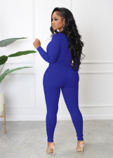 Long Sleeve Zipper Solid Tight Jumpsuit HNIF-3112