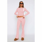 Fashion Solid Color Long Sleeve Two Piece Pants Set YD-012-D2