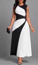 Contrast Color Sleeveless Maxi Dress XHXF-396