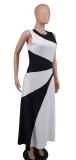 Contrast Color Sleeveless Maxi Dress XHXF-396