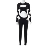 Sexy Hollow Out Long Sleeve Jumpsuit GDSF-C22JP222