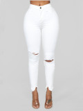 Casual Holes Solid Color Jeans GXJF-Amy24-20901xjm2130