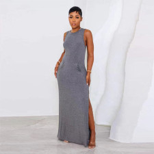 Sexy Sleeveless Vest Knit Maxi Dress GRNH-28510