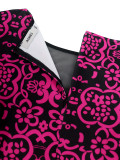 Plus Size Mesh Patchwork Petal Sleeve Printed Dress GKEN-AM040101