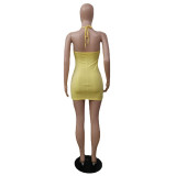 Solid Color Sling Slim Mini Dress QXTF-8856