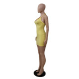 Solid Color Sling Slim Mini Dress QXTF-8856