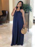 Solid Color Sling Loose Maxi Dress AIL-021