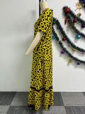Sexy Print Loose Half Sleeve Maxi Dress NY-10722