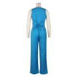 Sleeveless Solid Vest And Pants Two Piece Set AIL-265
