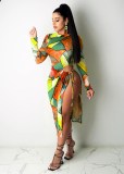 Tie Dye Print Sexy Split Mini Dress YMT-6230