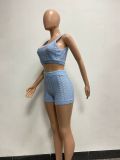 Casual Knit Sleeveless Shorts Two Piece Set NYF-8161