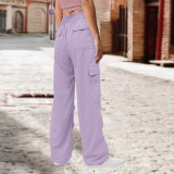 Solid Color Multi-Pocket Loose Pants BGN-0018