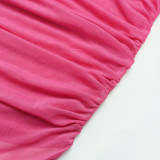 Mesh Solid Color Irregular Ruffles Sexy Skirts Set ME-8434