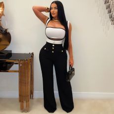 Casual Wrap Chest Sling Jumpsuit Two Piece Set YS-2401