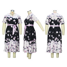 Plus Size Fashion Short Sleeve Floral Dress XHSY-29019