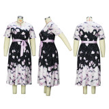 Plus Size Fashion Short Sleeve Floral Dress XHSY-29019
