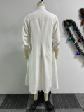 Solid Lantern Sleeve Irregular Shirt Dress NY-10738