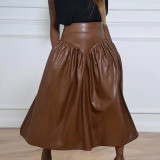 Plius Size PU Leather Half Body Patchwork Skirt GDAM-890