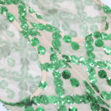 Sequin Sleeveless Halter Midi Dress(With Mitten) CYA-901069