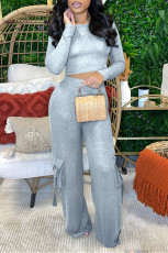 Solid Long Sleeve Pants Casual 2 Piece Set GYZY-8857