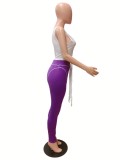 Solid Color Vest Yoga Sport 2 Piece Pants Set QZX-6287