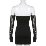Sexy One Shoulder Long Sleeve Mini Dress GLRF-30544