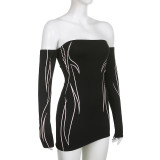 Sexy One Shoulder Long Sleeve Mini Dress GLRF-30544