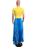 Casual Loose Solid Pleated Long Skirt LA-3341