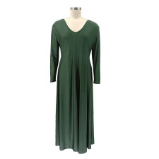 Plus Size Solid Color V Neck Long Sleeve Dress HNIF-OPP085