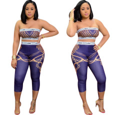 Print Wrap Chest Top And Pants 2 Piece Set OY-6519
