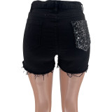 Fashion Sequin Denim Shorts  WAF-77640