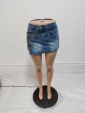 Fashion Irregular Denim Half-body Skirt QXTF-82052